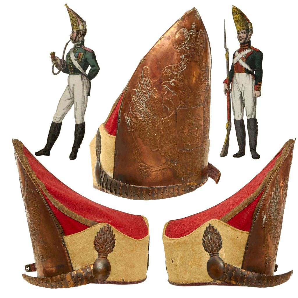 Original Imperial Russian Napoleonic Era Pavlovsk Grenadier Regiment Mitre Hat with Chin Scales Original Items