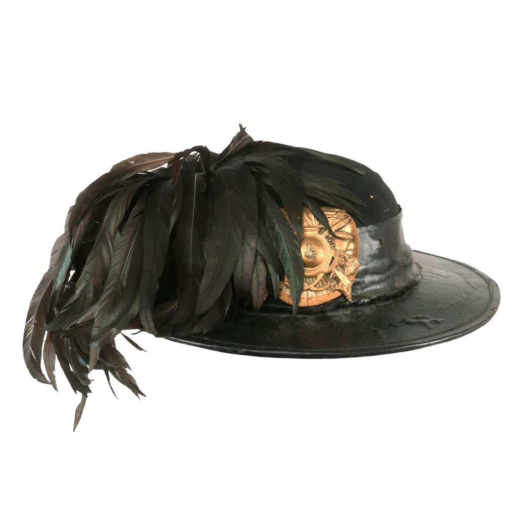 Original Italian WWI Extremely Scarce 4th Bersaglieri Regiment Infantry Officer Dress Hat with Capercaillie Feather Plume Original Items