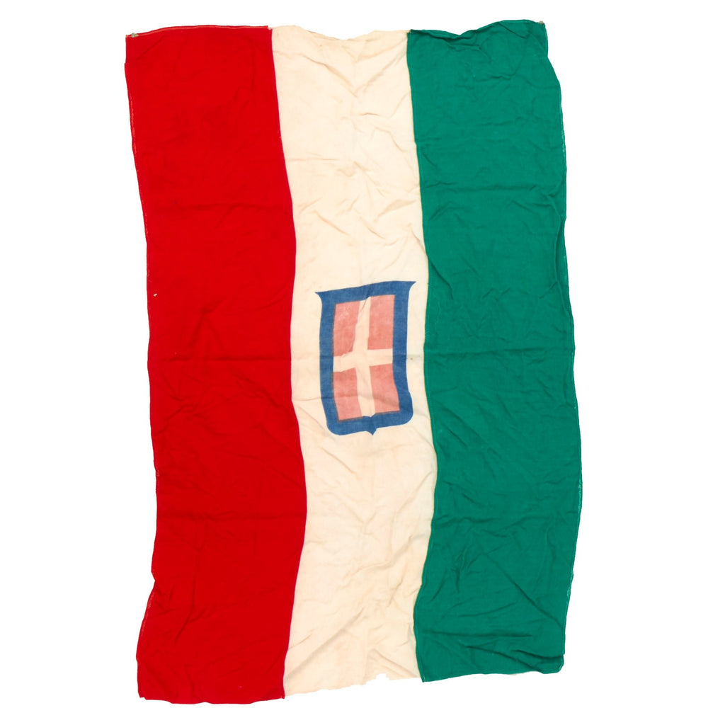 Original Italian WWII Kingdom of Italy Flag Banner with Savoy Coat of Arms - 26 x 40” New Made Items