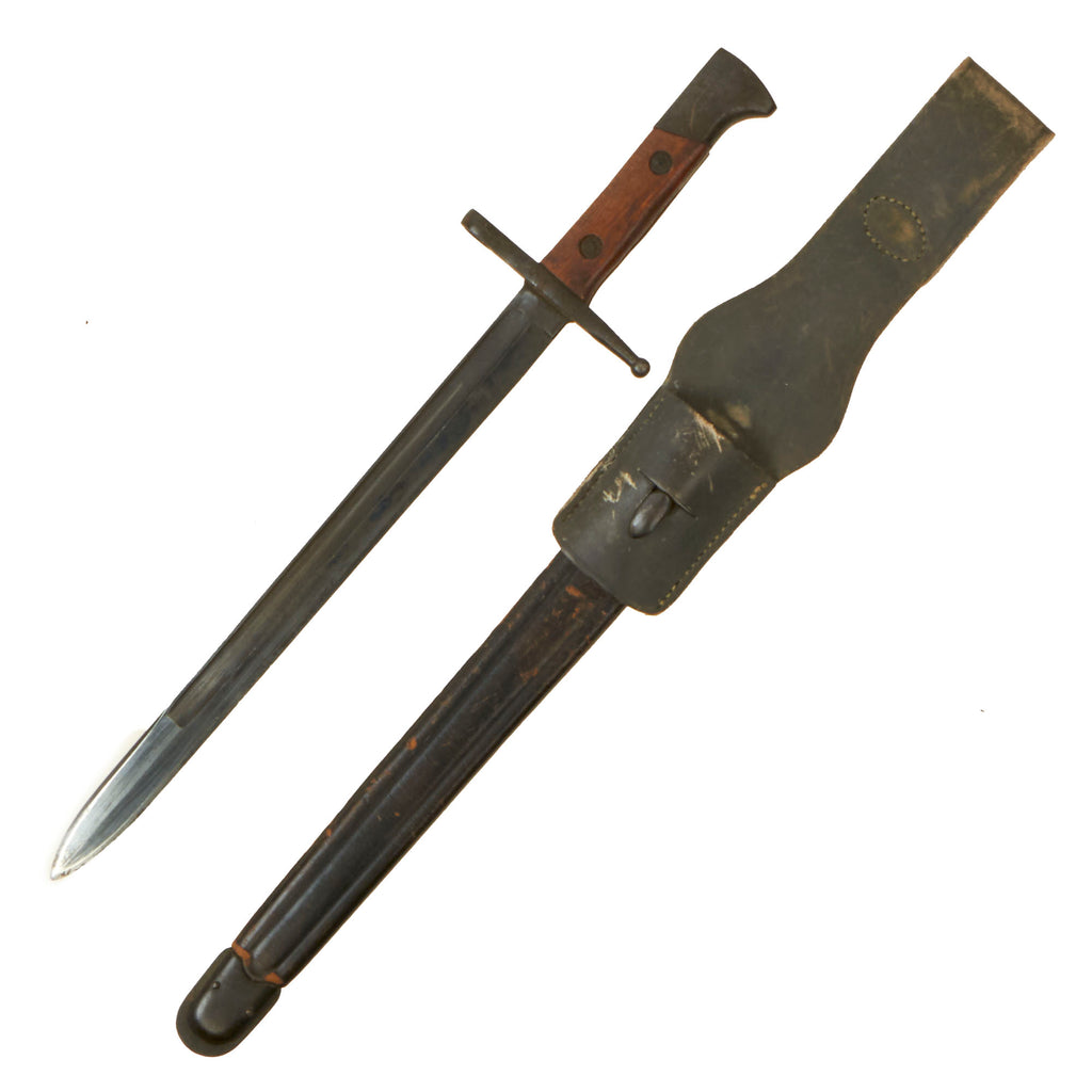 Original WWII Italian M1891 Carcano - Mannlicher Rifle Bayonet with Leather Scabbard and Frog Original Items