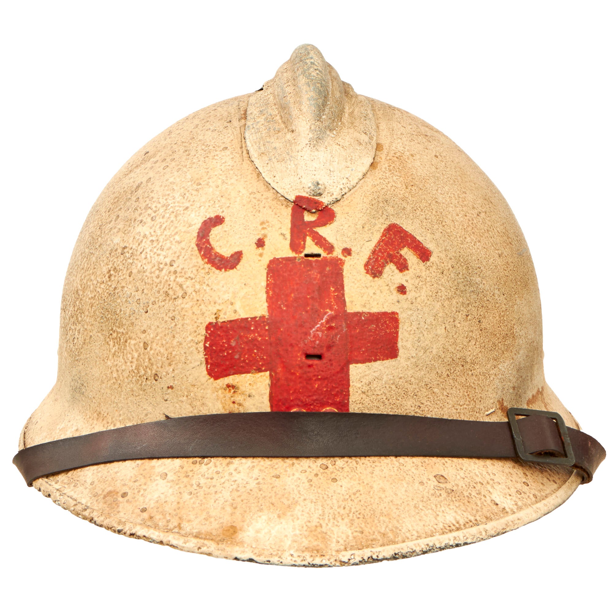 Original French WWII M1926 Helmet Painted White for French Red