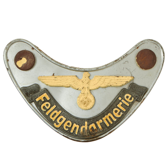 Original German WWII Feldgendarmerie Police Gorget - Missing Chain and Back Hooks Original Items
