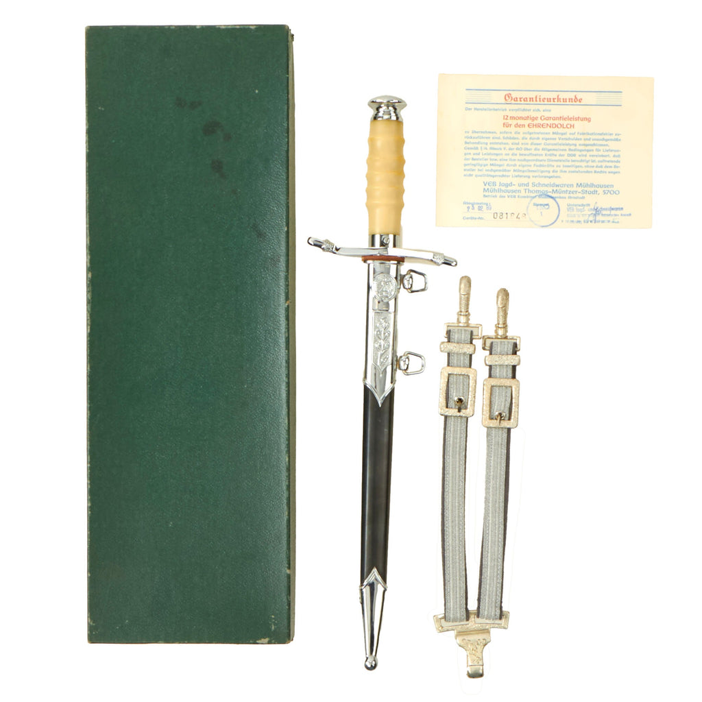 Original German Cold War Era Unissued East German NVA Honor Dagger With Original Hanger, Box and Warranty Card - German Democratic Republic Original Items