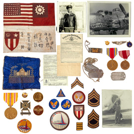 Original U.S. WWII AAF ATC Air Transport Command CBI Blood Chit & Patch Grouping with Dog Tags & Binder of Ephemera - Sergeant Alvin Leo Vogt