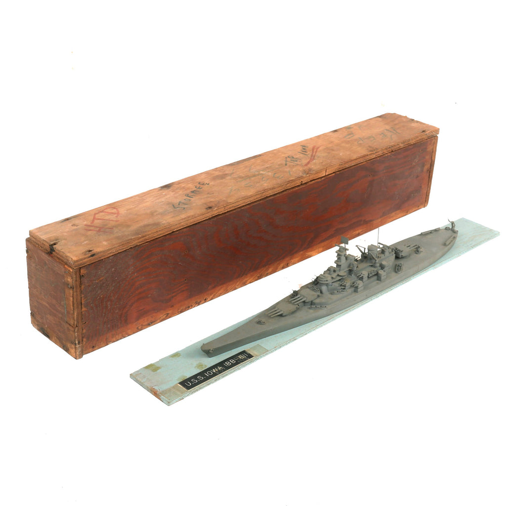 Original U.S. WWII Navy Large Scale Identification Model of USS Iowa (BB-61) in Original Shipping Box Original Items