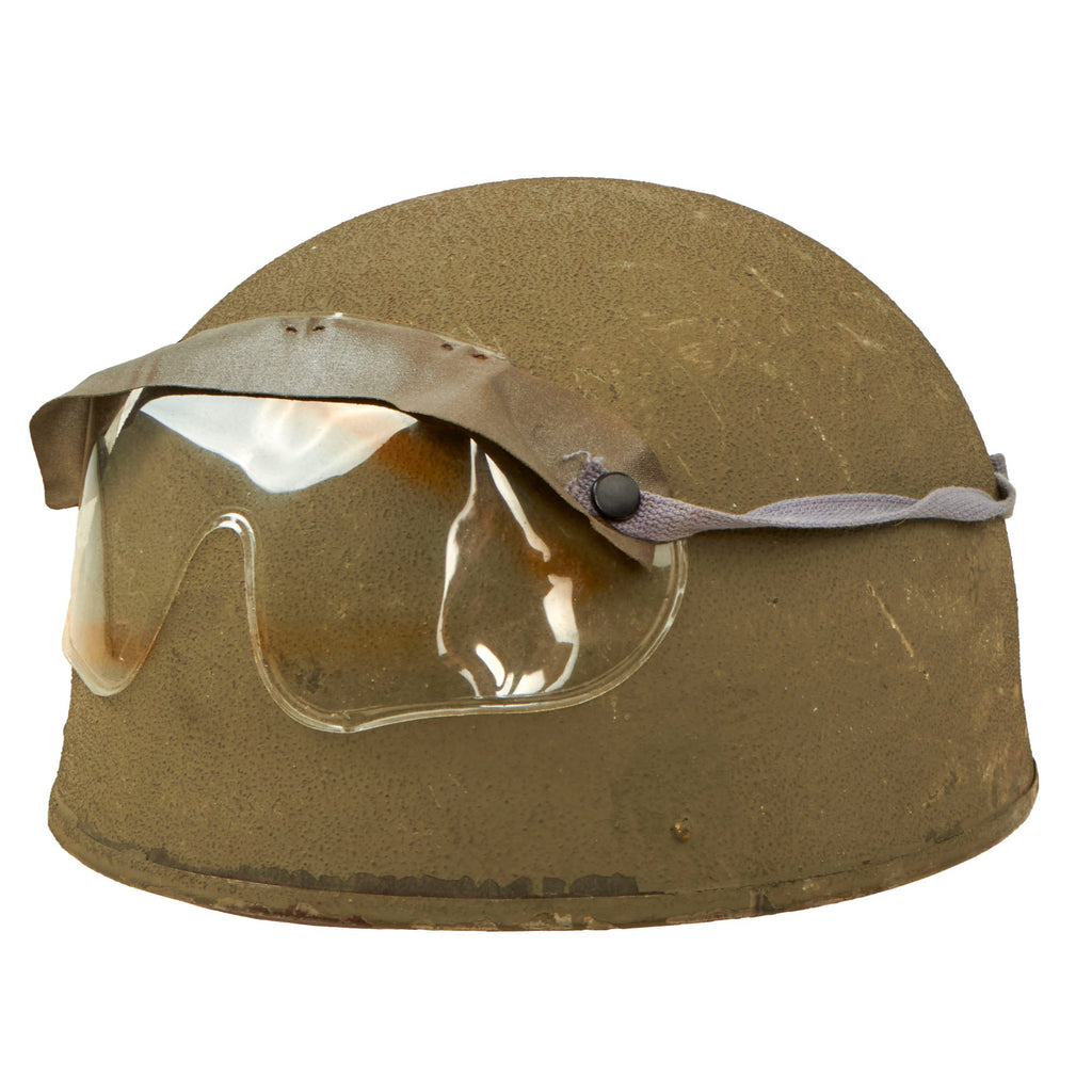 Original Excellent WWII British 1942 Dated MkI Dispatch Rider Helmet by Briggs Motor Bodies Ltd. with Eye Shields - Size 7 Original Items