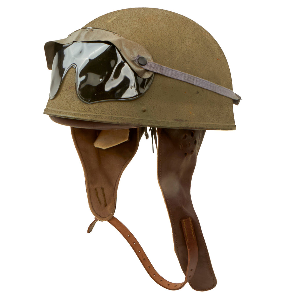Original Excellent WWII British 1942 Dated MkI Dispatch Rider Helmet by Briggs Motor Bodies Ltd. with Eye Shields - Size 7 Original Items