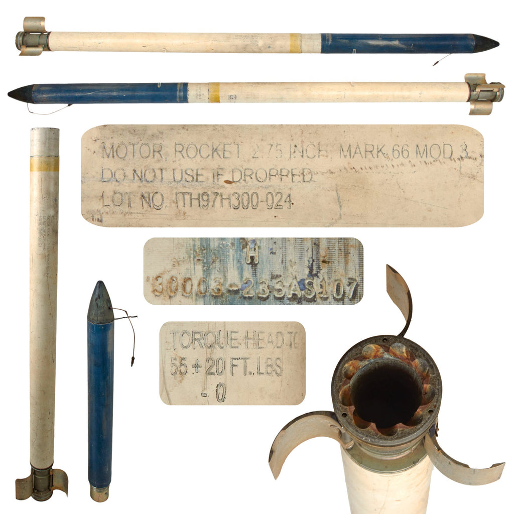 Original U.S. Vietnam War 2.75” Hydra-70 Aerial Long Practice Rocket with Mk66 Motor - Inert Original Items
