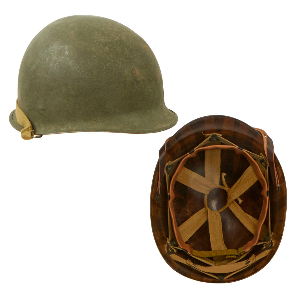 Original U.S. WWII M1 McCord Rear Seam Swivel Bale Helmet with Firestone Liner Original Items