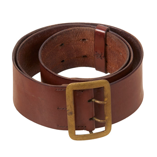 Original German Pre-WWII Army Heer Officers 58mm Brown Leather Open Claw Brass Buckle Belt Original Items