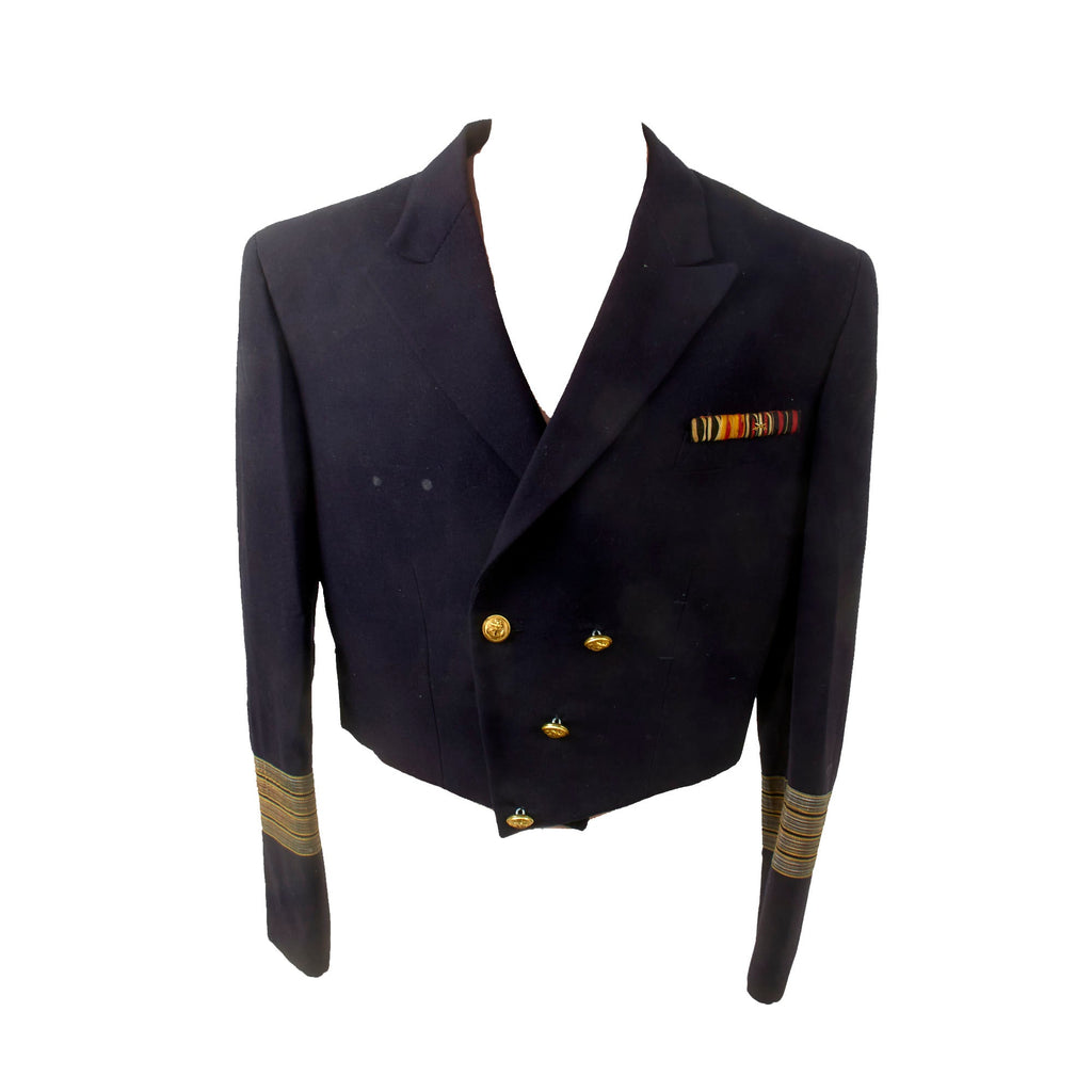 Original German WWII Kriegsmarine Kapitän zur See Officer's Dress Reefer Jacket by Steinmetz & Hehl with Medal Bar - MIssing Eagle Original Items