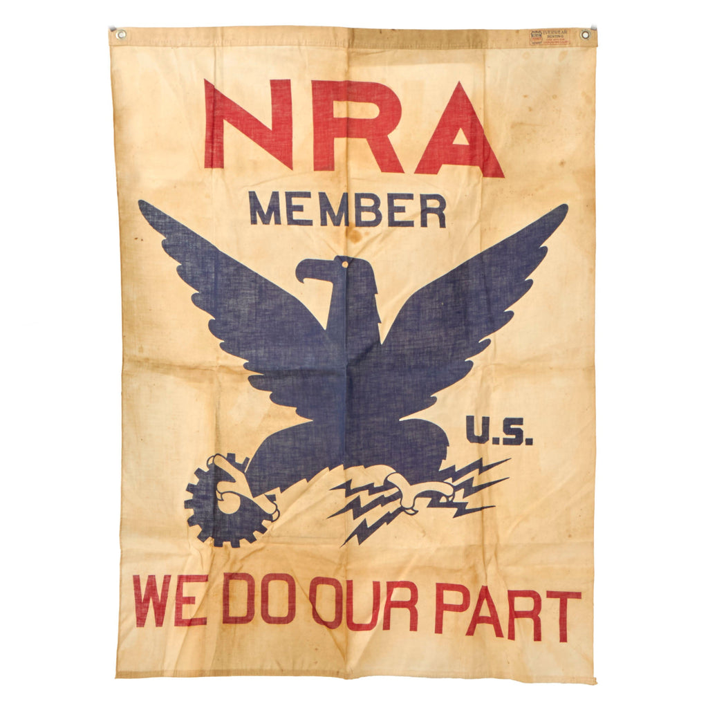 Original U.S. Pre-WWII National Recovery Act of 1933 NRA Banner by Dettra’s Flag Products - 29 x 39” Original Items