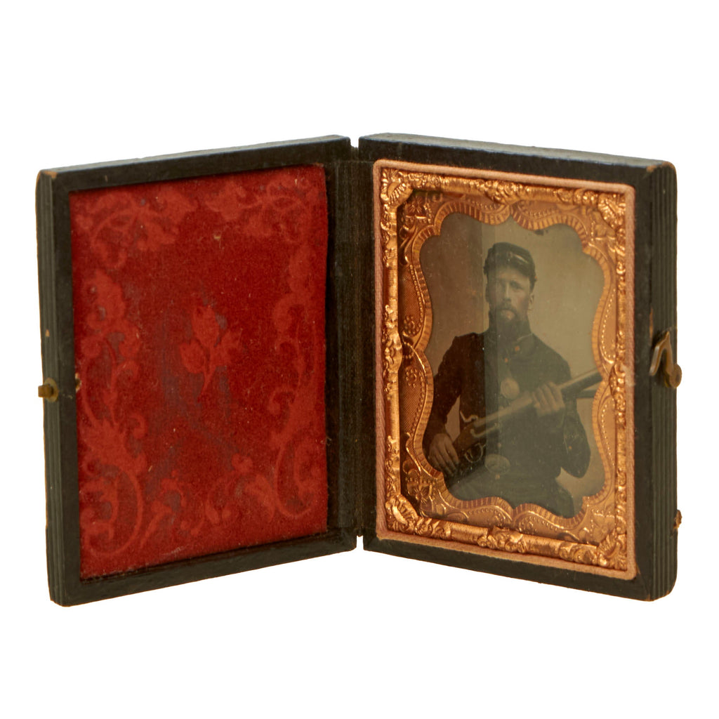 Original U.S. Civil War Identified Lancaster City Troop Soldier with 1842 Springfield Rifle Ninth Plate Tintype Photograph - Lt. Trout Original Items