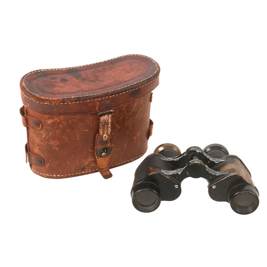 Original Japanese WWII 6x24 Binoculars by Kaikosha with Leather Carrying Case Original Items