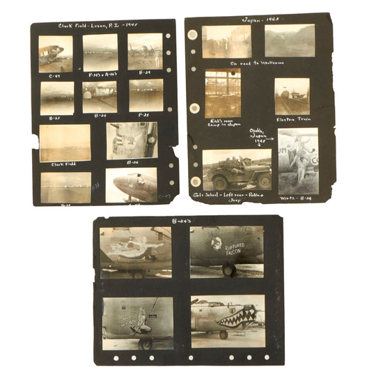 Original U.S. WWII 40th Troop Carrier Squadron Scrapbook Pages with 15 Fantastic Nose Art Photogrpahs - 42 Photographs Total Original Items