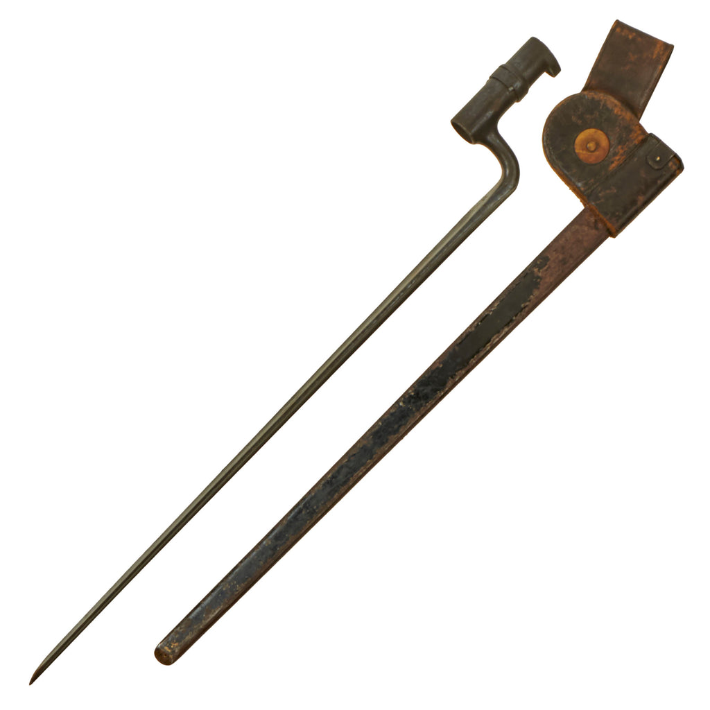 Original U.S. Springfield Trapdoor M1873 Rifle Socket Bayonet with NGP Pennsylvania National Guard Scabbard Original Items