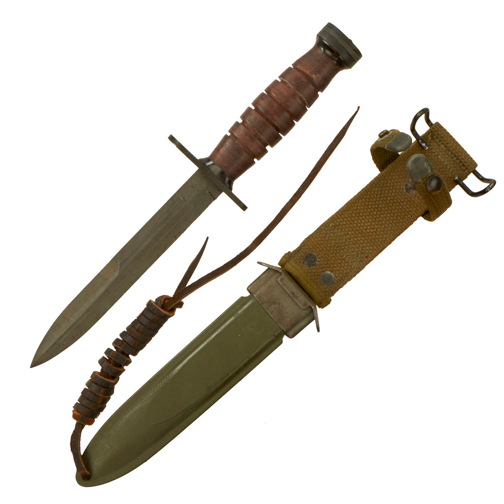 Original U.S. WWII M4 Bayonet for the M1 Carbine by IMPERIAL with Updated M8 Scabbard by B.M. Co. Original Items