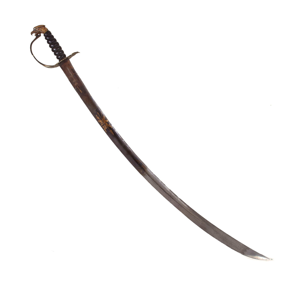 Original U.S. Mexican-American War Era Eagle Head Infantry Officer’s Saber with Unique Spiral Ebony Grip & Fireblued Gold-Inlaid Blade Original Items