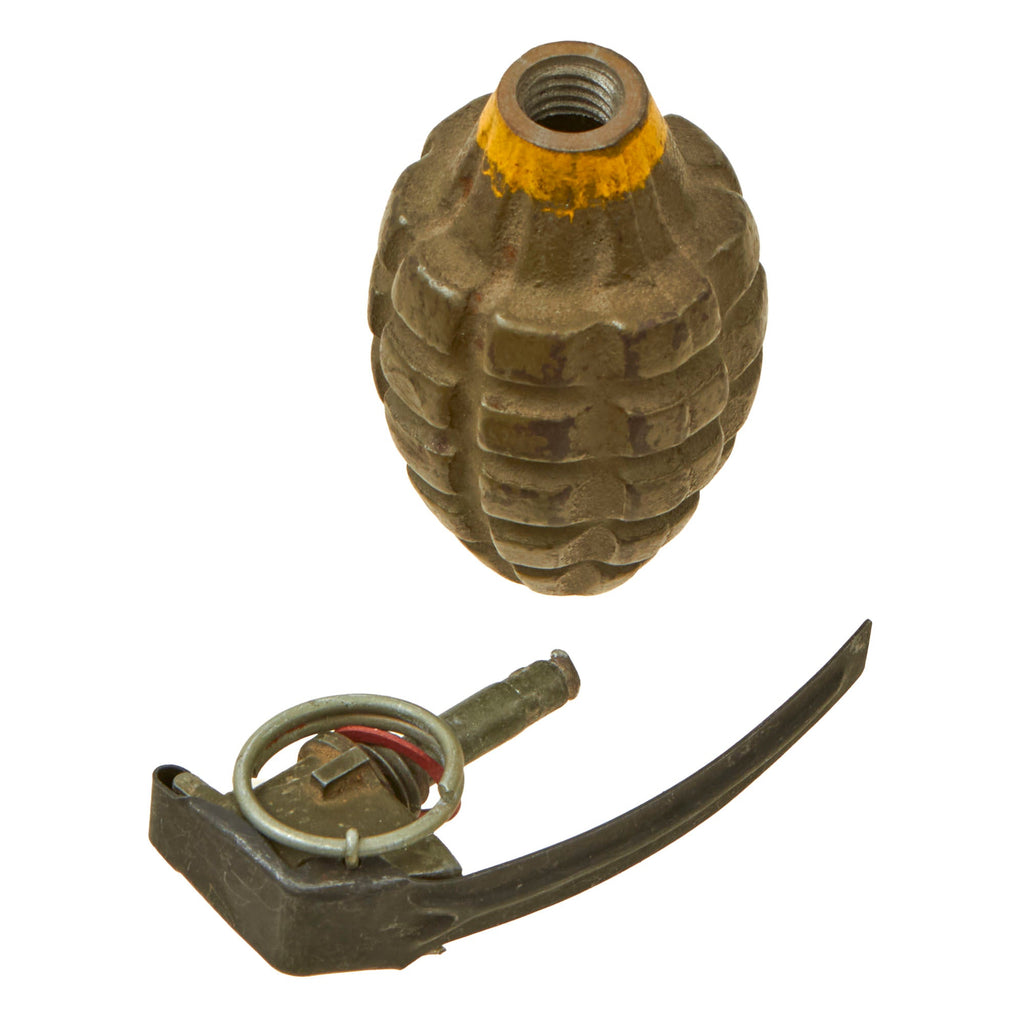 Original U.S. WWII Inert MkII Pineapple Grenade with Yellow Ring & Cor ...