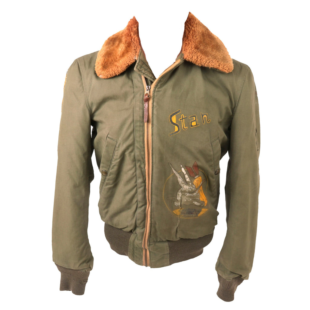 Original U.S. WWII 398th Bomb Squadron 20th Air Force Painted B-15 Flight Jacket “Stan” - Size 34 Original Items