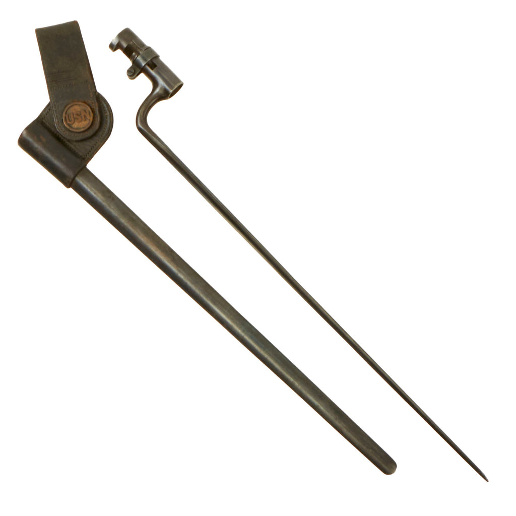 Original U.S. Indian Wars Navy Springfield Trapdoor M1873 Rifle Socket Bayonet with Extremely Scarce U.S.N. Scabbard Original Items