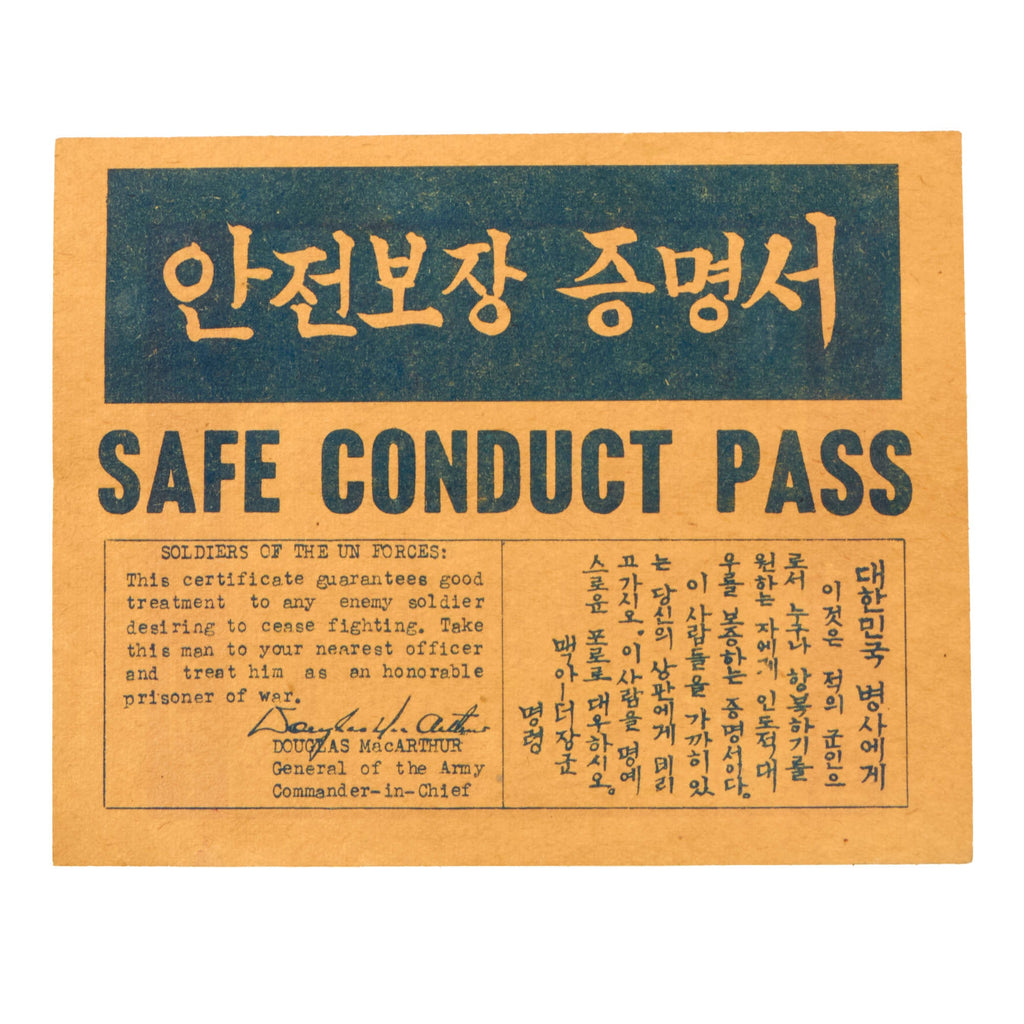 Original U.S. Korean War Psychological Warfare & Safe Conduct Pass Lea ...