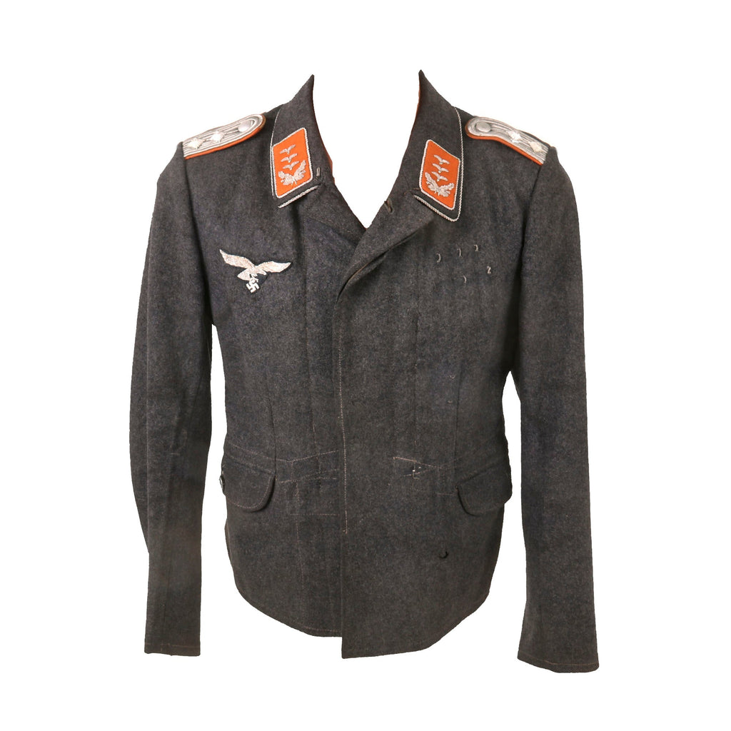 Original German WWII Luftwaffe Signals Hauptmann Officer Two Pocket Fliegerbluse Tunic - Converted from EM/NCO Tunic Original Items