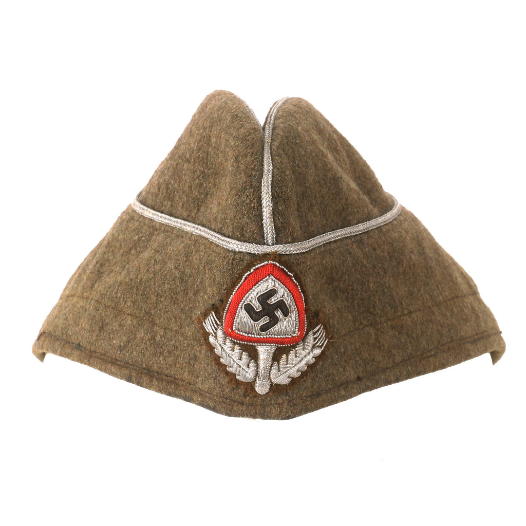 Original German WWII RAD National Labor Service Officer M38 Wool Overseas Cap with Flatwire Insignia Original Items