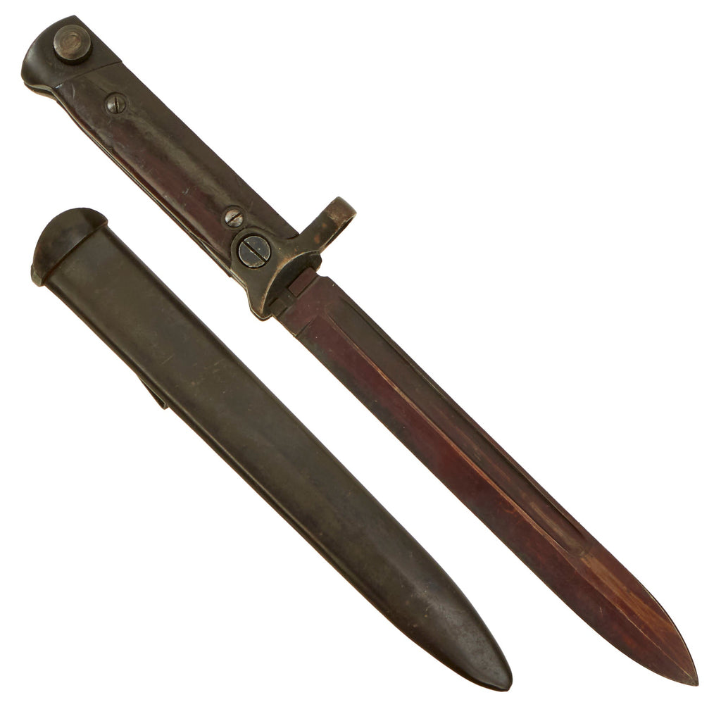 Original Italian WWII M1938 Mannlicher Carcano Short Rifle Folding Bayonet with Scabbard Original Items