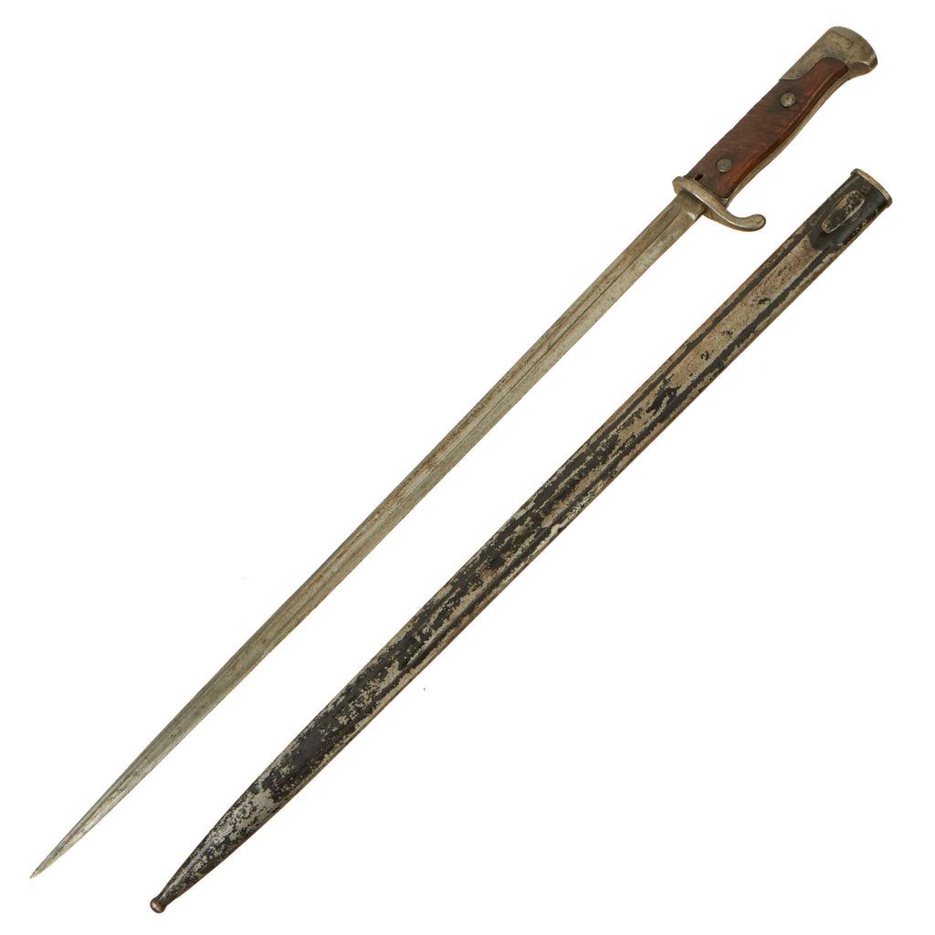 Original German WWI M1898 n/A GEW 98 Bayonet by C.G. Haenel with Ersatz All-Steel Scabbard Original Items