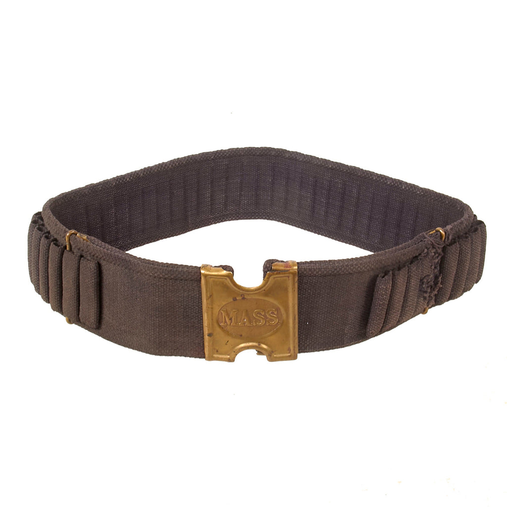 Original U.S. Spanish American War Blue Massachusetts National Guard MASS .45-70 Ammunition Belt by Mills Original Items