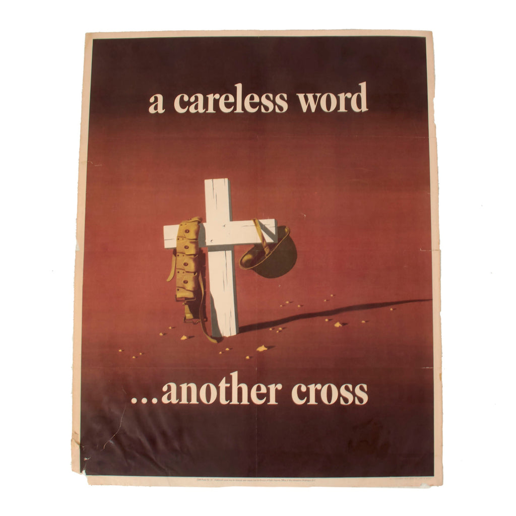 Original U.S. WWII Propaganda OWI Poster No. 23 - A Careless Word ...Another Cross - 22 x 28” Original Items