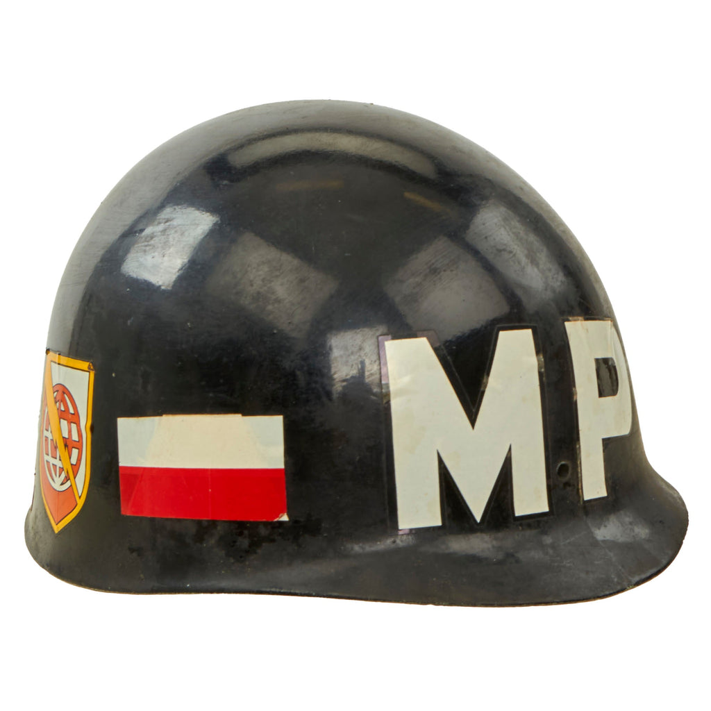 Original U.S. Vietnam War 572nd Military Police Battalion M1 Helmet Liner - Decals Original Items