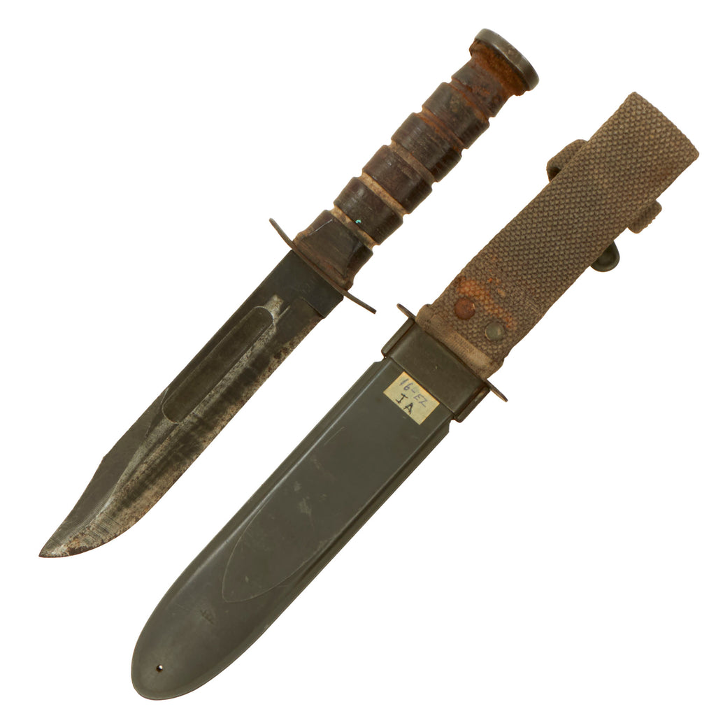 Original U.S. WWII USN Mark 2 KA-BAR Fighting Knife by Robeson Cutlery Co. with USN MK2 Scabbard