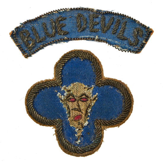Original U.S. WWII 88th “Blue Devils” Infantry Division Italian-Made Bullion Blue Devil Patch with Separate BLUE DEVILS Rocker Original Items