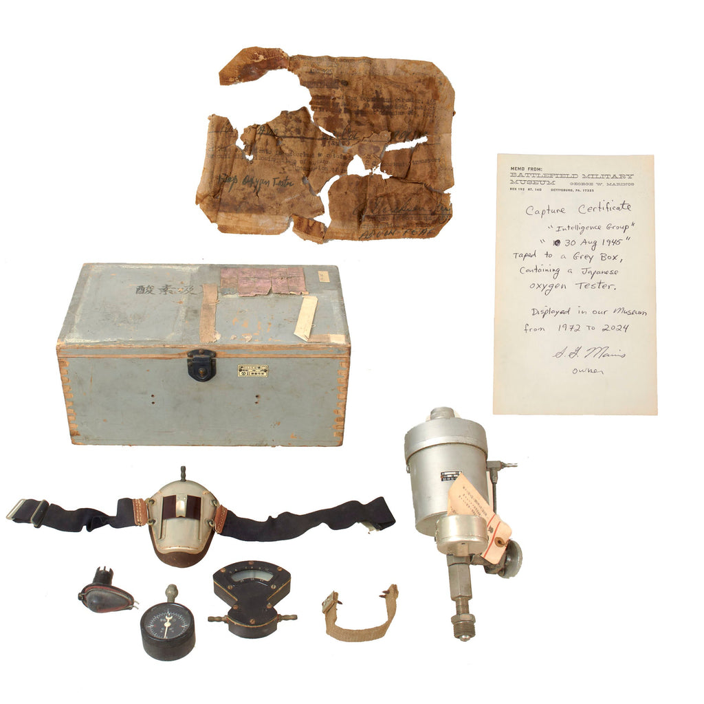 Original Japanese WWII U.S. Intelligence Officer Captured Medical Oxygen Inhaler Apparatus for Field Hospital in Original Case with Capture Paper Original Items