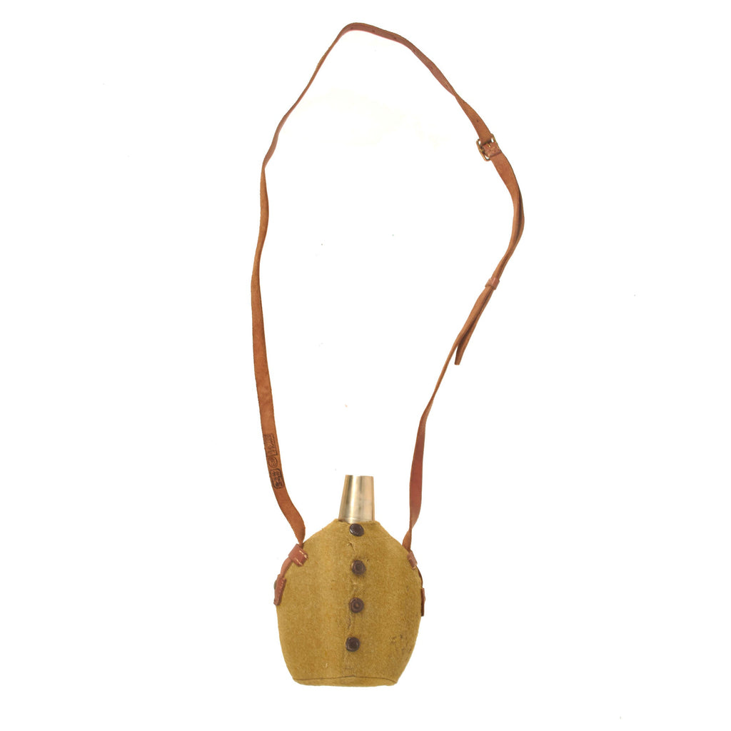 Original WWII Japanese Officer’s Canteen with Cover, Cup, and Strap - Dated 1938 Original Items