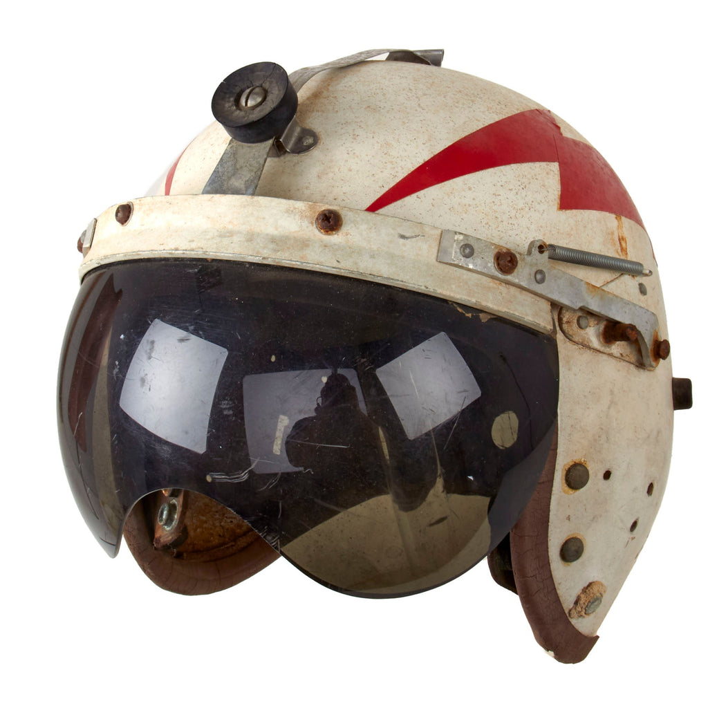 Original U.S. Cold War P-4 Flying Pilot Helmet with Tinted Visor & Thunderbolt Decals Original Items