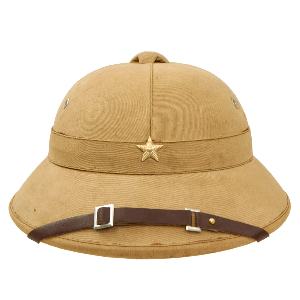 Original Vietnam War North Vietnamese Army Viet Cong Pith Sun Helmet with Officer’s Star - Wartime Issue Original Items