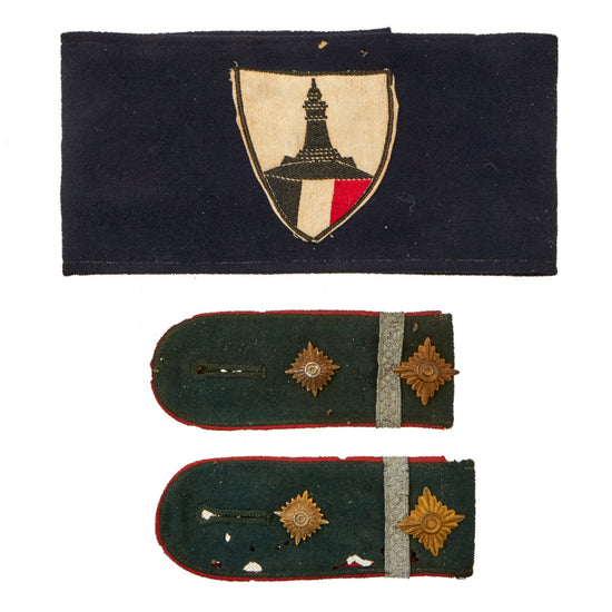 Original German Pre WWII USGI Bring Back Set - State Veteran's Association Armband and Matched Artillery M36 Enlisted Shoulderboards Original Items