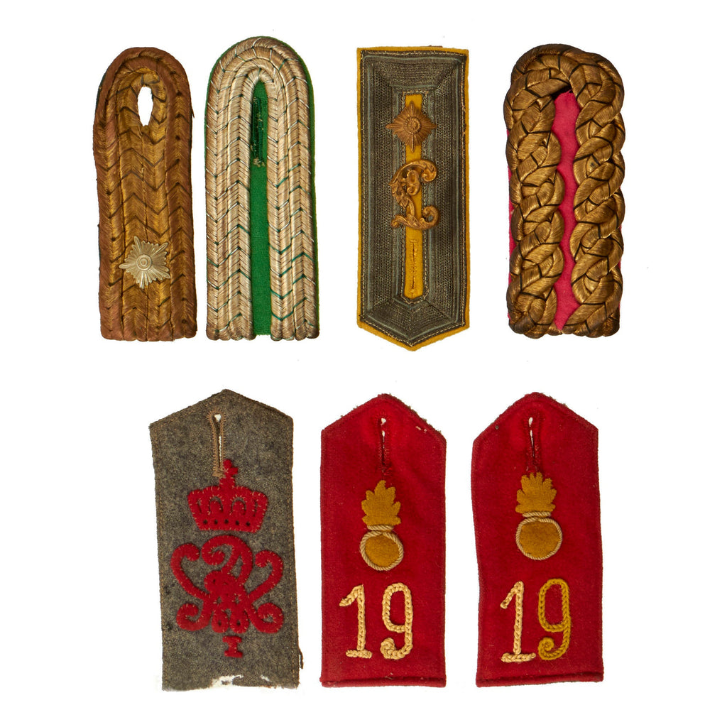 Original Imperial German WWI Regimental Shoulder Board Collection - 8 Total Original Items