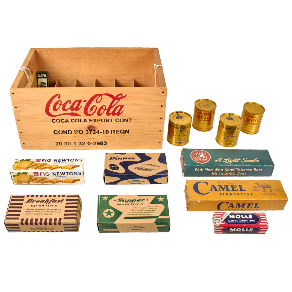 Original Rubber Film Prop Lot of Rations, Coca Cola Crate, and Personal Items As Used in HBO’s “The Pacific” Original Items