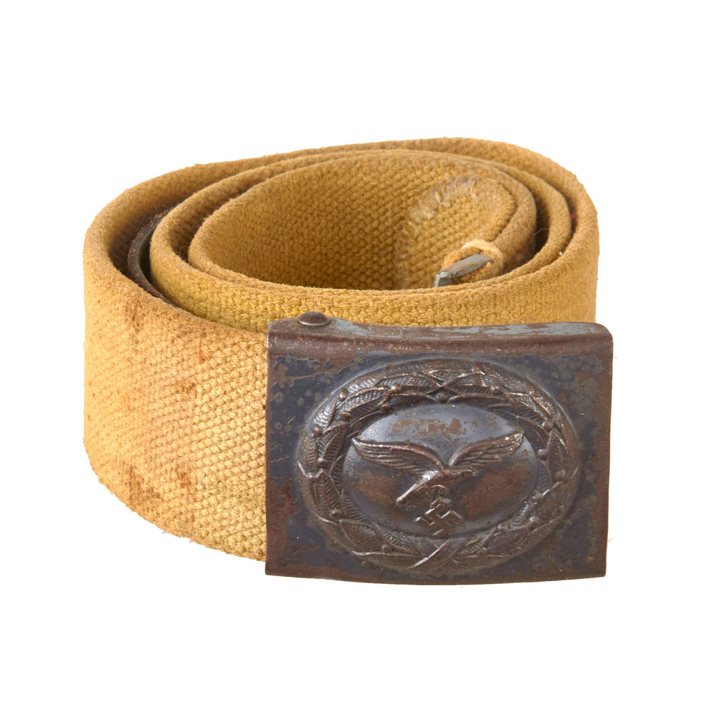 Original German WWII Rare Luftwaffe Afrikakorps DAK Web Belt with Steel Buckle by Schmölle & Comp. - dated 1940 Original Items