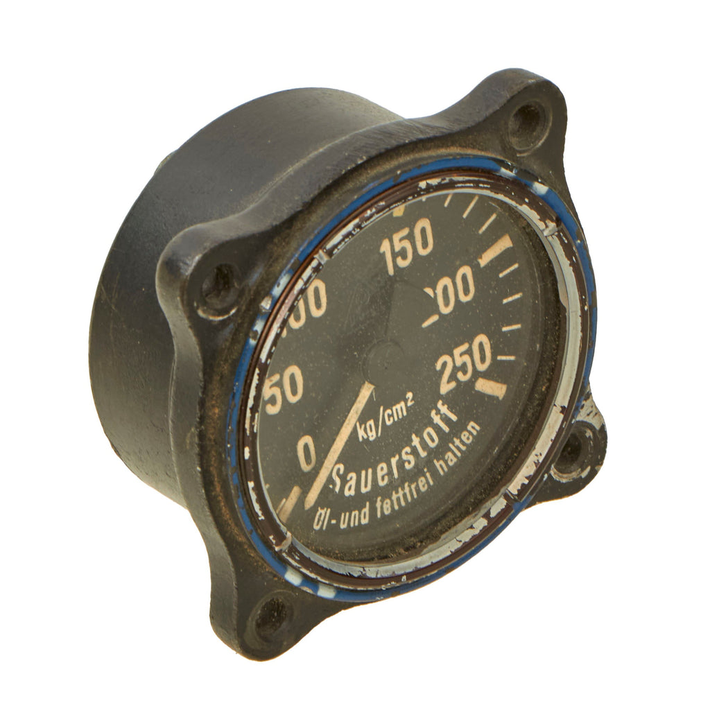 Original German WWII Luftwaffe Aircraft Oxygen Pressure Gauge Sauerstoff - Fl. 30496 Original Items