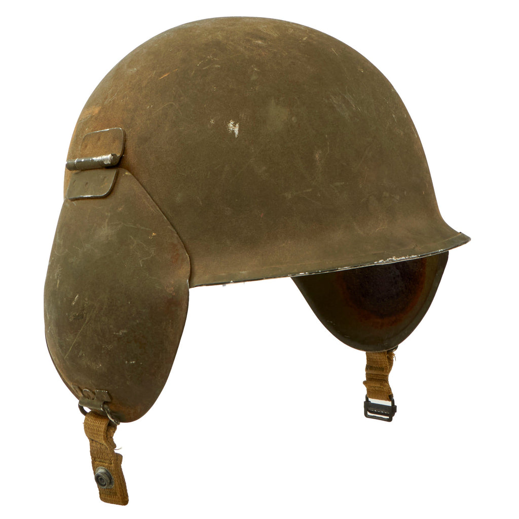 Original U.S. WWII USAAF Bomber Crew M3 Steel FLAK Helmet with Original Flocking - Missing Chinstrap Original Items