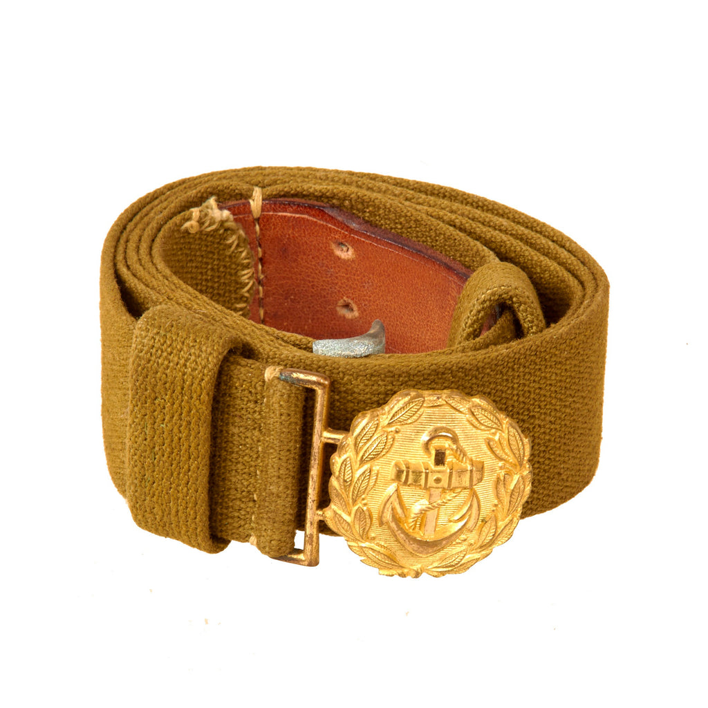 Original German WWII Rare Kriegsmarine Navy Officer Afrikakorps DAK Tropical Web Belt with Buckle Original Items