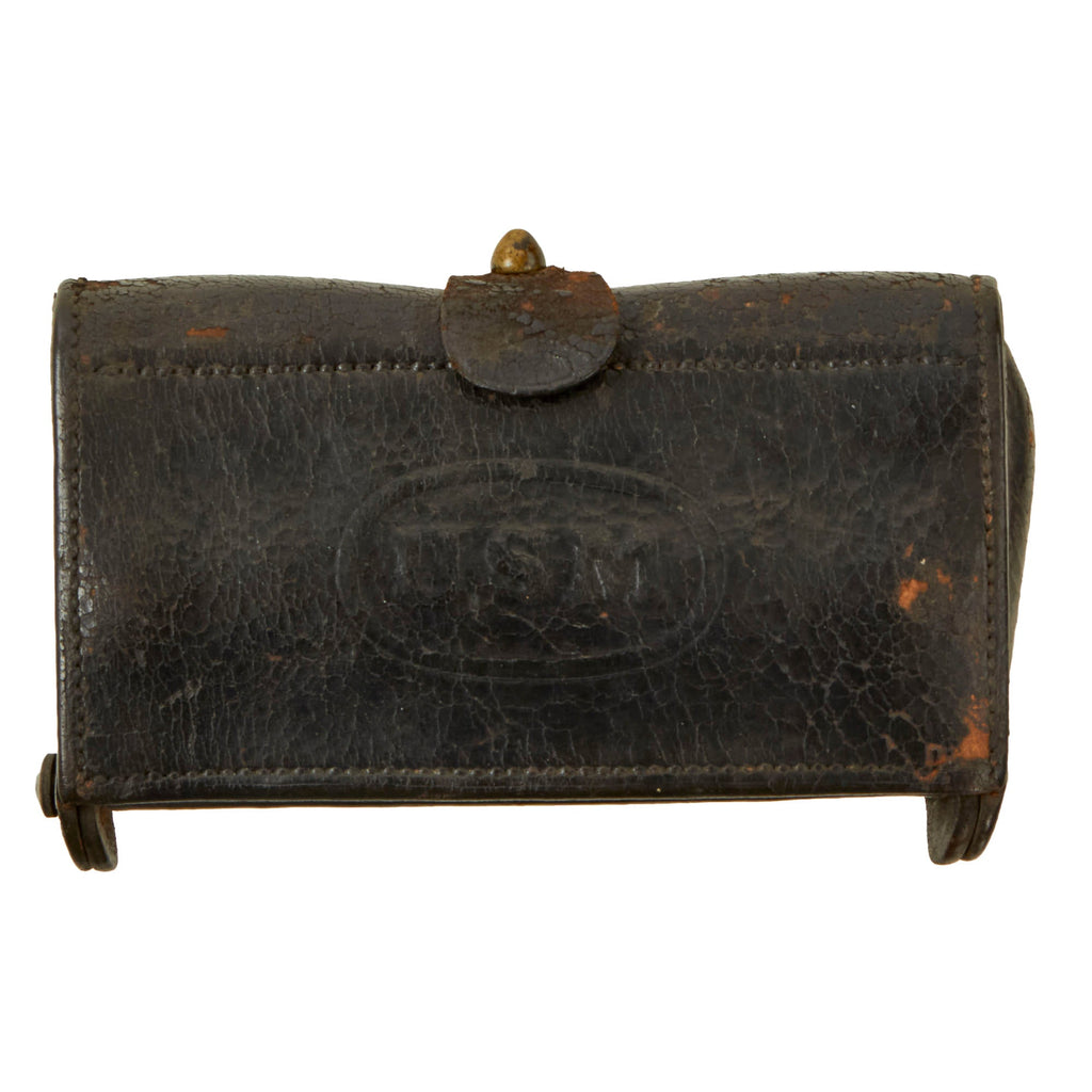 Original U.S. Indian Wars Era USMC M1874 McKeever Cartridge Box for Trapdoor Springfield Rifle - Early USM Marine Corps Example Original Items