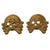 Original German WWII Set of Two Early Nickel Panzer "Danziger" Style Totenkopf "Death's Head" Collar Tab Emblems Original Items