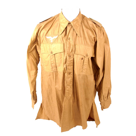 Original German WWII Afrika Korps Luftwaffe Signals Enlisted Man's Tan Tropical Uniform Field Shirt Original Items