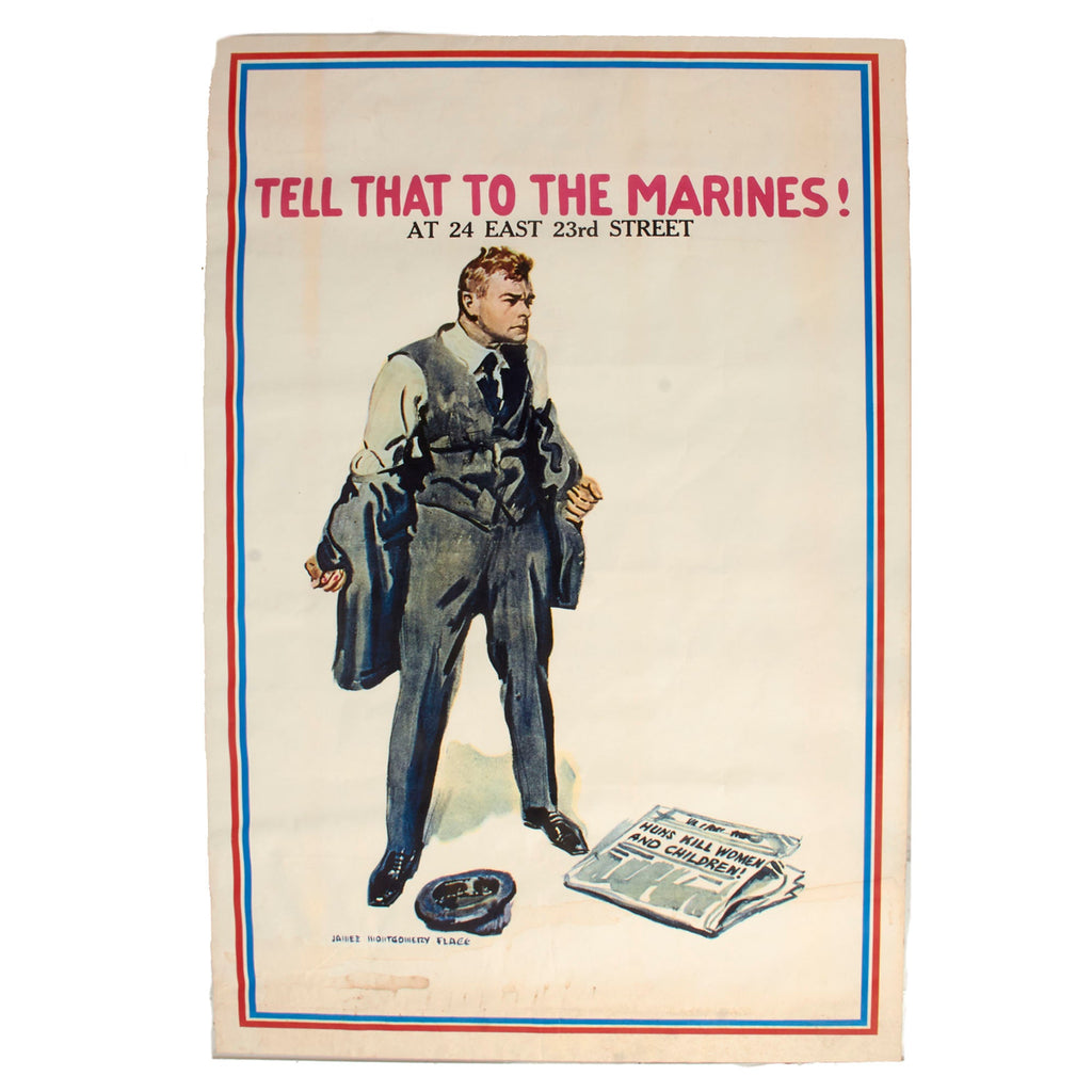 Original U.S. WWI Marine Corps “Tell That to the Marines!” Recruitment Poster with New York City Address - Extremely Scarce - 23 x 35” Original Items